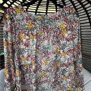 Loft Women's‎ Floral Print Long Sleeve Lightweight Blouse XS Petite Multicolor